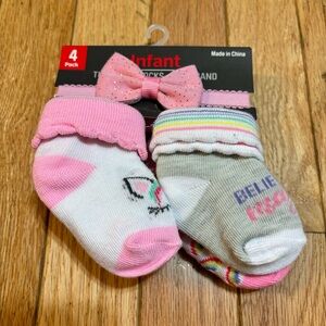 NWT Size 0-12 months baby girl socks & headband